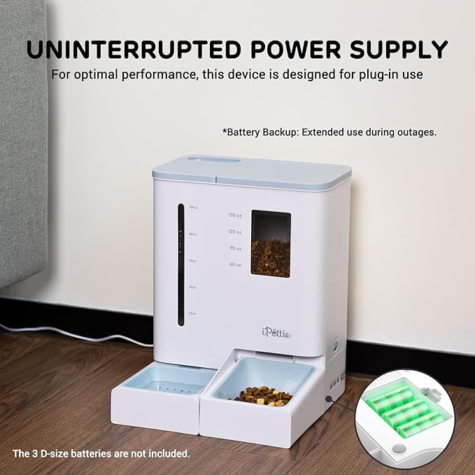 iPettie FW54 5G/2.4GHz WiFi Automatic Feeder and Waterer 2-in-1 Set for Pet | 300 oz Large Capacity for 2 Weeks, APP Scheduling & Alerts, Dual Power Supply, 1 Filter Included, Perfect for Working Parents
