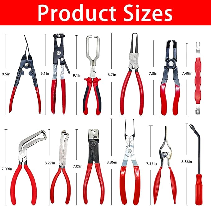 12PCS Auto Fuel Line Disconnect Tool & Electrical Disconnect Pliers Set, Trim Removal Tool & Automotive Electrical Terminal Connector Separator Removal Tool Kit, Automotive Repair Tool Kit