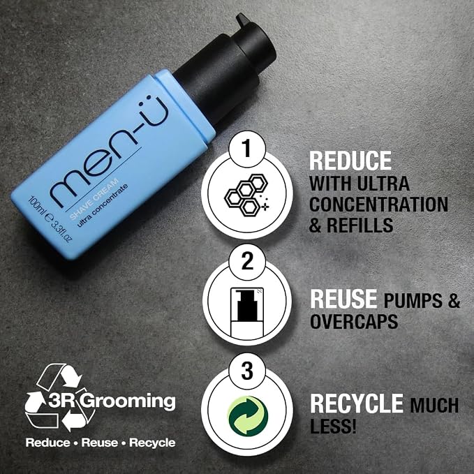 men-ü SHAVE CREAM REFILL KITw/UP TO 165 SHAVES, mens shaving cream with Long Lasting/Ultra-Concentrate Formula with Tea Tree oil/Lubricants & Moisturisers, shaving cream mens 100ml x 2…