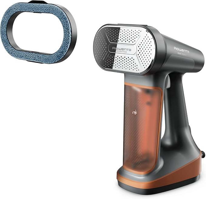 Rowenta Pure Force 3-in-1 Steamer Iron for Clothes XL Soleplate DR8855 | 40% larger soleplate, 300% more steam, 5 settings, Reversible pad system, 7.1 oz tank, 12 min autonomy, Auto-off
