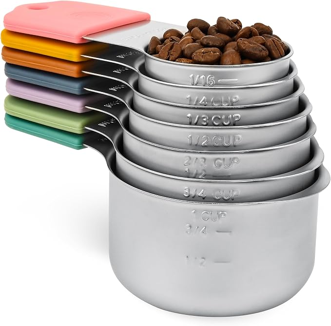 Magnetic Measuring Cups and Spoons Set 14, Stainless Steel Measuring Cups and Spoons Set for Dry & Liquid, Heavy Duty Metric Measuring cups & Spoons with Leveler for Baking & Cooking, Color