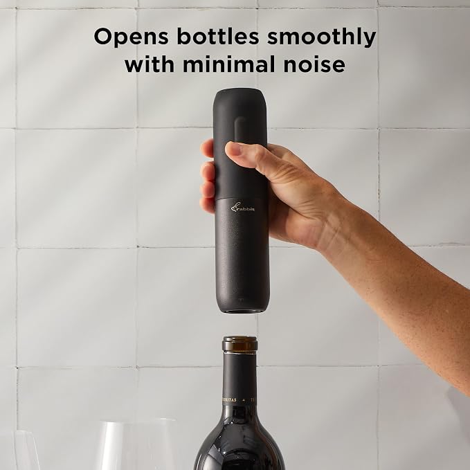 Rabbit Electric Corkscrew Wine Opener - Push Button Automatic Bottle Opener, Compact Design, Opens Bottles Quietly, Stores Vertically or Horizontally