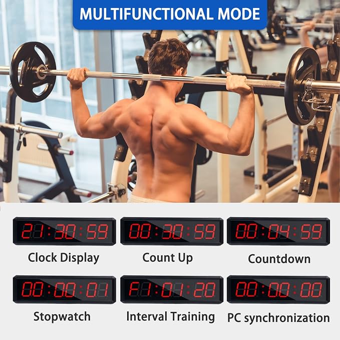 Fitness Timer with Stopwatch Button, Suitable for School/exam/Home Exercise/Gym/Gym SMAHEAT Electronic Fitness Timer (1.8-inch Data PC synchronous Transmission Model)