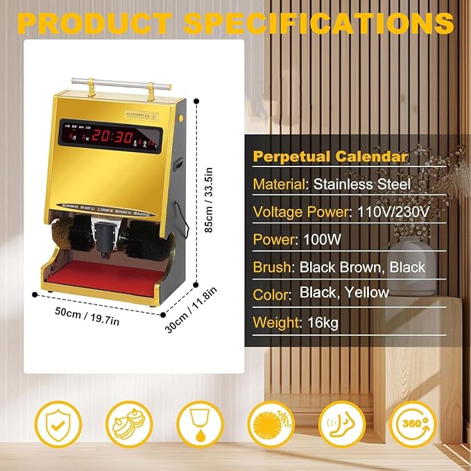 Shoe Polisher Automatic Induction, Fully Automatic Electric Shoe Shine Machine with Smart Sensor, Household Shoe Polishing Machine for Hotel Lobby, Office, Public Areas and Home Use Black
