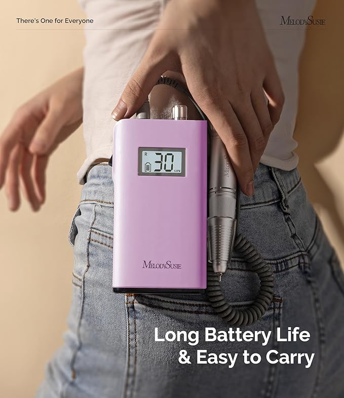 MelodySusie Entry-Level Clip-On Rechargeable Nail Drill, Scamander(SC320H) 30000RPM Popular Classic E-File with LCD Display for Manicure Shaping & Gel Removal, Perfect for Nail Art Training & Home Use