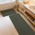 IM HOME Waffle Bath Mat Set Dark Green 2 Piece,Woven Modern Bath Rug Mats, Absorbent Non Slip Bath Floor Mat, Soft Washable Boho Bath Rugs with Tassels for Bathroom, Bedroom, Kitchen,Tub