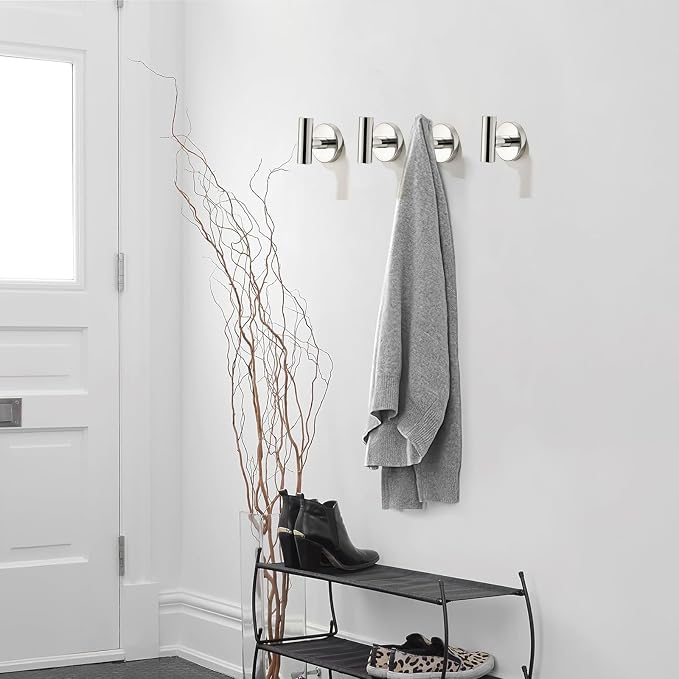 Wall Mounted Bathroom Towel Hooks for Hanging Clothes,Hat,5 Pack Polished Nickel Coat Hook Robe Hooks.Suitable for Hotels and bathrooms.