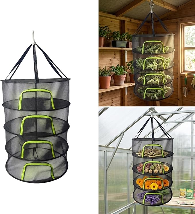 Portable Laundry Drying Rack for Fruits Vegetables Fish and Clothing Compact Foldable Suspended Net Camping Drying Rack