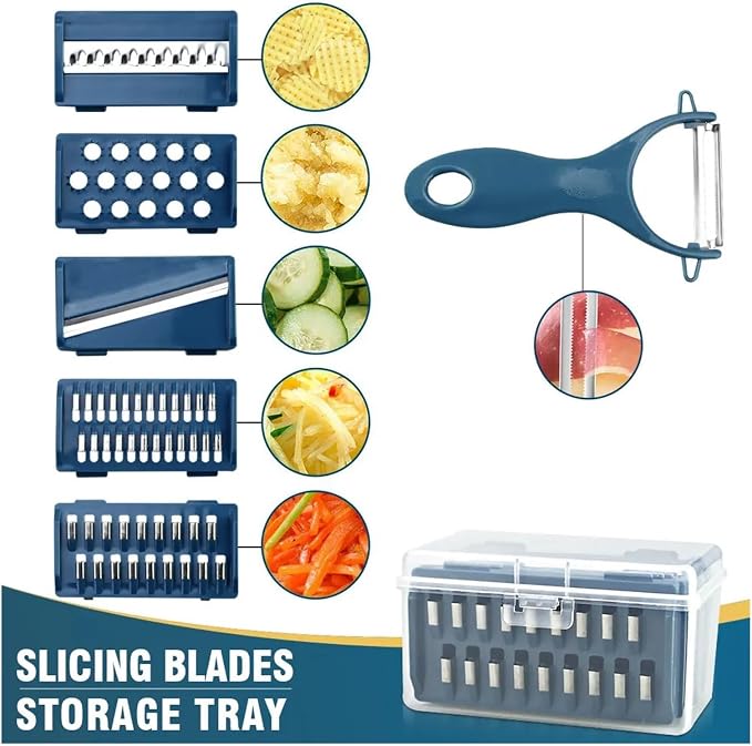 6-in-1 Vegetable Slicer Fruit Peeler Grater Zester With Basket