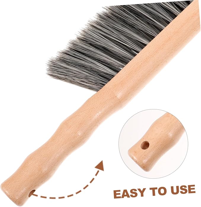minkissy Fireplace Brush Wood Brush Fireplace Accessory Hand Broom Soft Bristles Ergonomic Handle