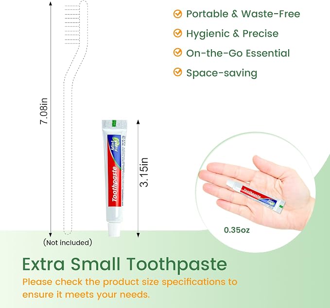 300 Toothpaste in Bulk, Mini Small Toothpaste Mint Toothpastes 0.35oz/10g | Travel Size, for Guests Homeless Hotel Charity Toiletries Camping