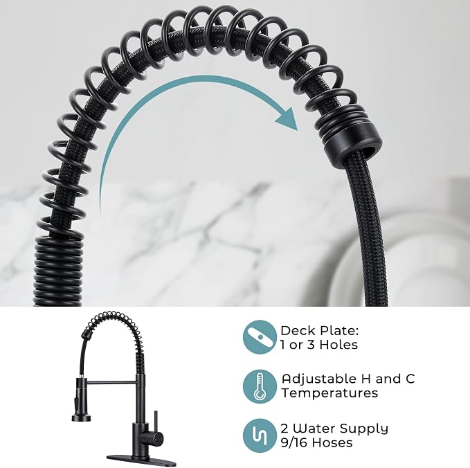 Kitchen Faucet with Pull Down Sprayer Oil Rubbed Bronze | 2-mode sprayer, 360° high arc spout, 304 SS build, drip-free valve, fingerprint-resistant, DIY install, NSF certified