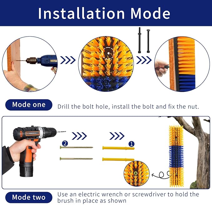 Livestock Scratch Brush With 16 Screws，Animal Back Scratching Brush for Cow,Cattle,Sheep, Horses,Pigs，Massage Grooming Tool(Yellow, 4pcs)