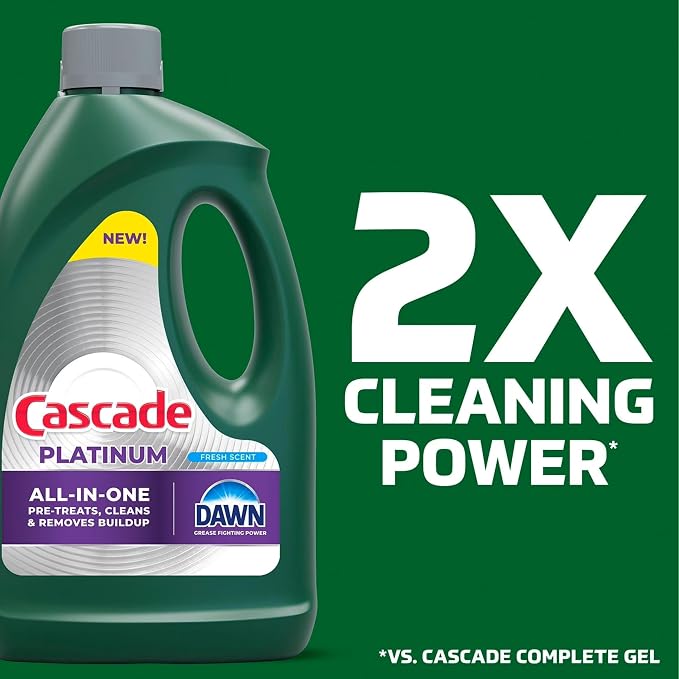 Cascade Platinum Dishwashing Liquid Gel - Fresh Scent, 125 oz. (2 Pack)