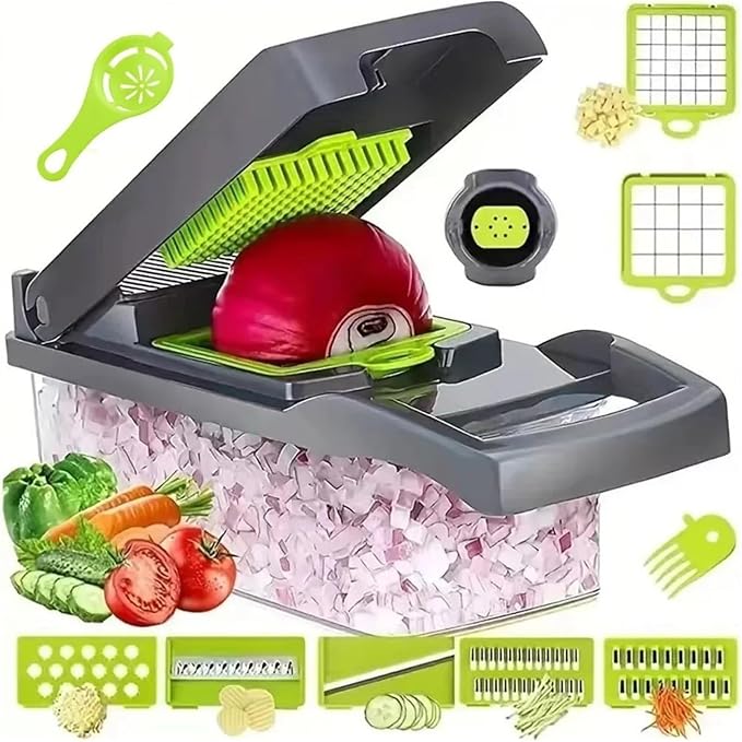 16-in-1 Multifunctional Vegetable Chopper Set - All-in-One Cutter with Slicer, Dicer, Grater, Egg Separator & Peeler for Effortless Kitchen Prep