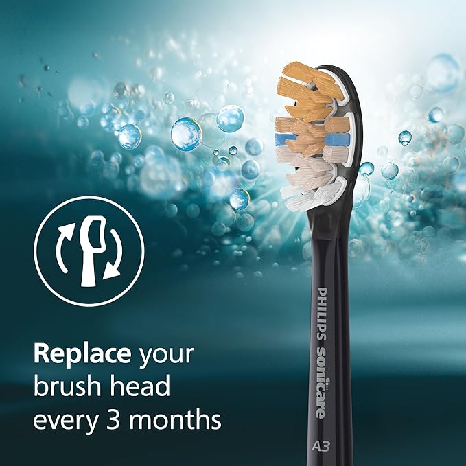 Philips Sonicare A3 All-in-One - Genuine Replacement Electric Toothbrush Heads,Black One Year Supply,HX9094/95,(Pack of 8)