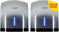 Hand Dryers for Bathrooms Commercial Silver Pack of 2 with 2 Pin Plug 110V Automatic Compact High Speed Air Wiper ADA Compliant for Industry Business Restrooms