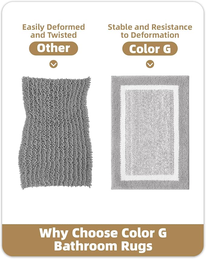 Color&Geometry 16"x24" Small Bath Mats for Bathroom Simple and Stylish, Gray Bathroom Rugs, Non Slip, Absorbent, Soft, Washable, Microfiber Bathmat Shower Mat Outside Shower