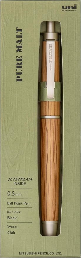 Uni Pure Malt Jetstream Inside Single Ballpoint Pen, 0.5 mm Fine Point, Natural Oak, Black Oil-Based Ink, SXNPM05.70