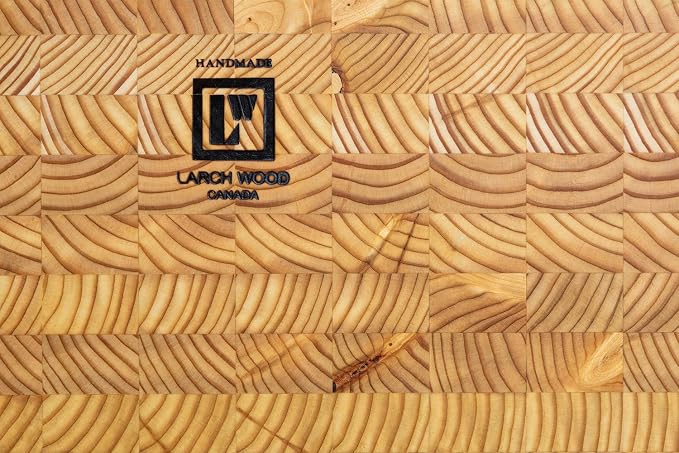 Larch Wood Canada End Grain Medium Cutting Board, Standard Line, Handcrafted for Professional Chefs & Home Cooking, 17-3/4" x 13-1/2" x 1-5/8"
