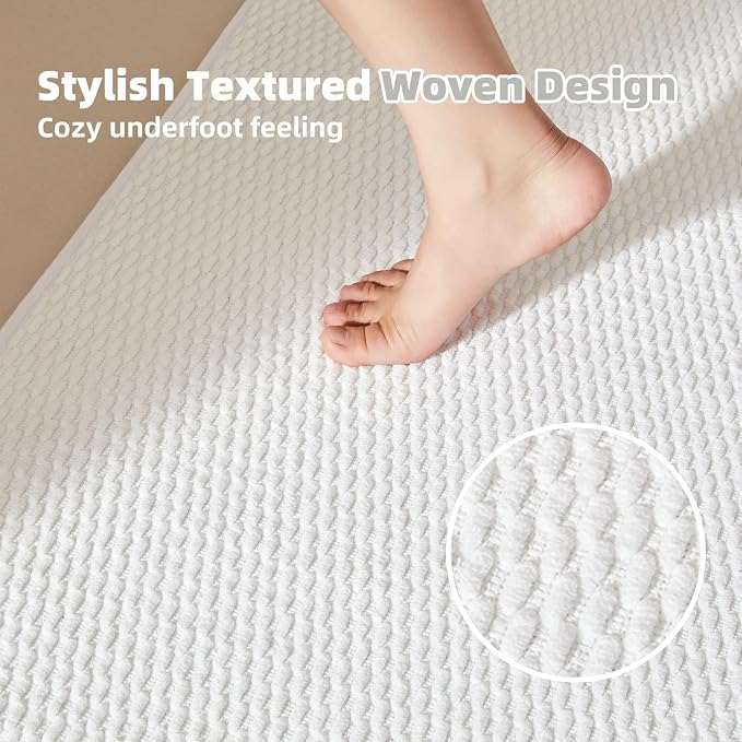 TYUU Bathroom Rugs Non Slip Washable, Super Absorbent Thin Bath Mat Small Quick Dry Low Pile Bathroom Rug, White 20"x30"