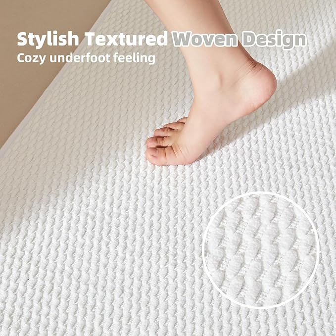 TYUU Large Bathroom Rugs Non Slip Washable Bath Rugs Super Absorbent Bathroom Rug Thin Quick Dry Low Pile Bath Mats, White 36"x48"