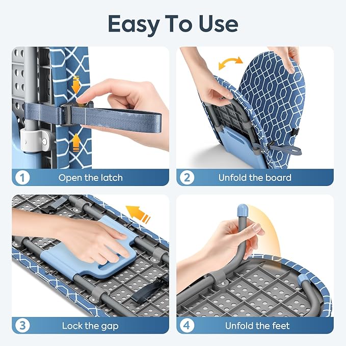 APEXCHASER Foldable Ironing Board, Tabletop Small Iron Board with Heat Resistant Covers, Portable Folding Mini Iron Table with Non-Slip Feet for Home, Laundry Rooms, Dorms, Travel Use, Blue