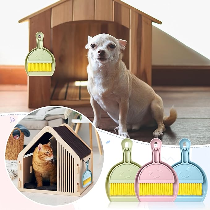 LemonRoad 24 Pcs Mini Broom and Dustpan Set with Handle Nesting Tiny Cleaning Broom Hangable Back to School Supplies for Classroom Office Desk Car Kitchen Camping Pet Area Pastel Colors