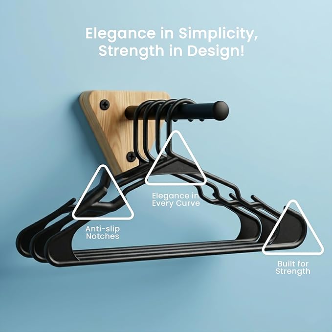Utopia Home Plastic Hangers 100 Pack – Space Saving Clothes Hanger Black | Durable & strong | Closet organizer & storage | Ideal for apartments, dorms & stocking stuffers