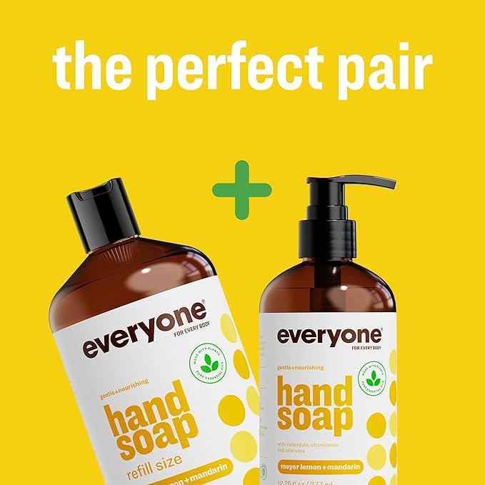 Everyone Liquid Hand Soap Refill,1 Gallon,Meyer Lemon and Mandarin,made with Essential Oils for kitchen and bathroom,(Pack of 2)