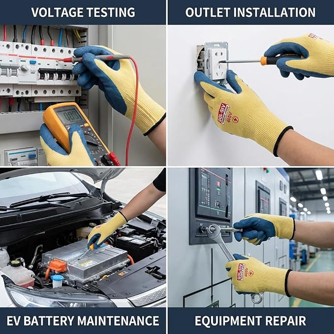 Electrical Insulated Gloves XL - 400V Low Voltage Electrician Safety Gloves, Rubber Non Slip Work Gloves For Men