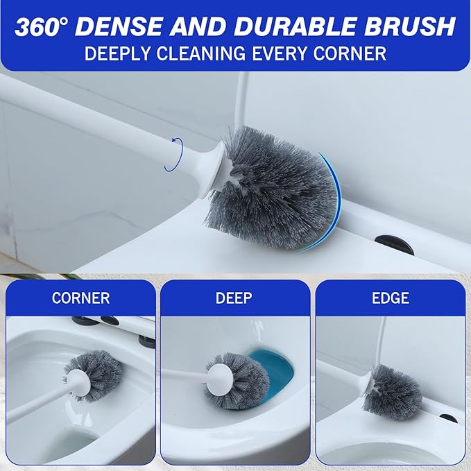 Patelai 12 Pack 18.12 Inch Toilet Bowl Brush and Holder for Bathroom Toilet Bowl Brush Scrubber with Caddy Set for Deep Cleaning (White)
