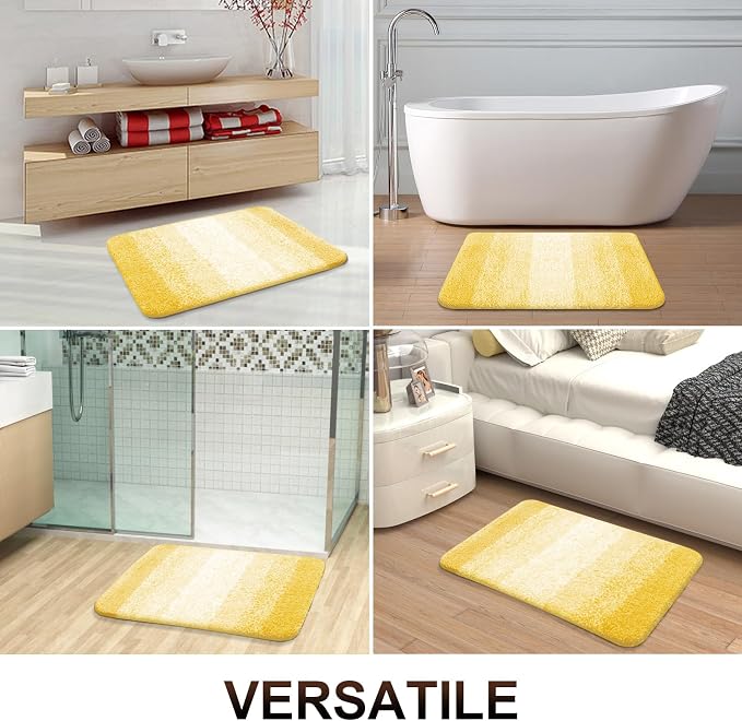 OLANLY Bathroom Rugs Mat 36x24, Extra Soft Absorbent Microfiber Bath Rugs, Rubber Backing, Quick Dry, Machine Washable Bath Mats for Bathroom Floor, Tub and Shower, Home Decor Accessories, Yellow