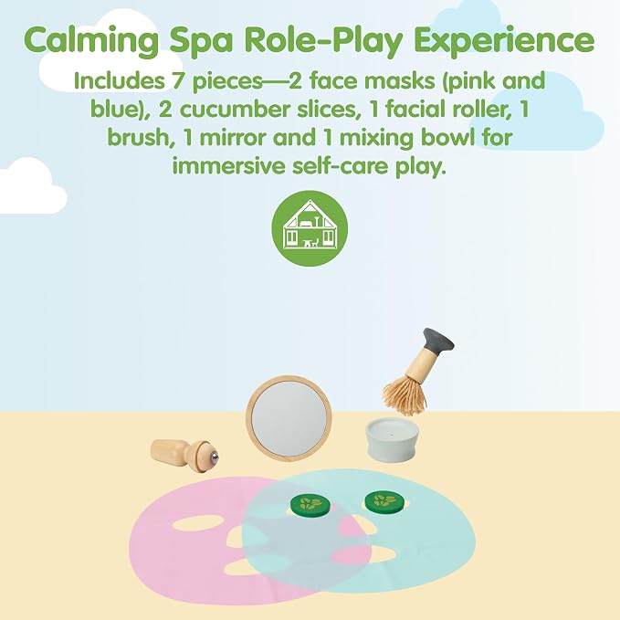 PlanToys® Wooden My Spa Time Playset Montessori Pretend Kids Self Care Kit | beauty accessories, pretend play toys, girls, boys, self care, role, social interaction, fine motor emotional gift preschool