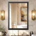 USHOWER 30x40 Inch Floating Bathroom Mirror - Brushed Black Wall Mirror for Over Sink, Beveled Aluminum Frame, Anti-Rust, Rectangular HD Reflection Large Vanity Mirror(Copper-Free Silver Coating)