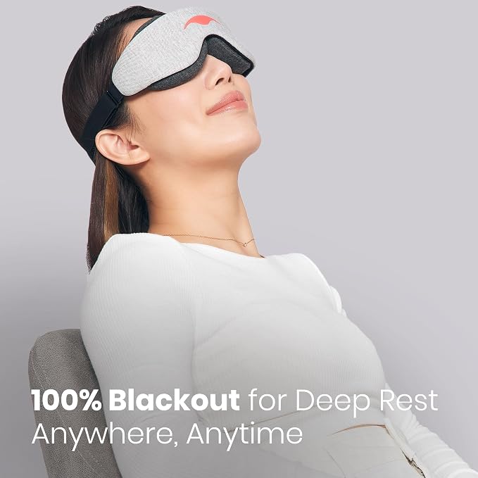 Manta Slim Sleep Mask – Ultra-Light Blackout Eye Mask with Adjustable Eye Cups, Above-the-Ear Elastic Strap, Minimalist Low-Profile Design for Better Rest