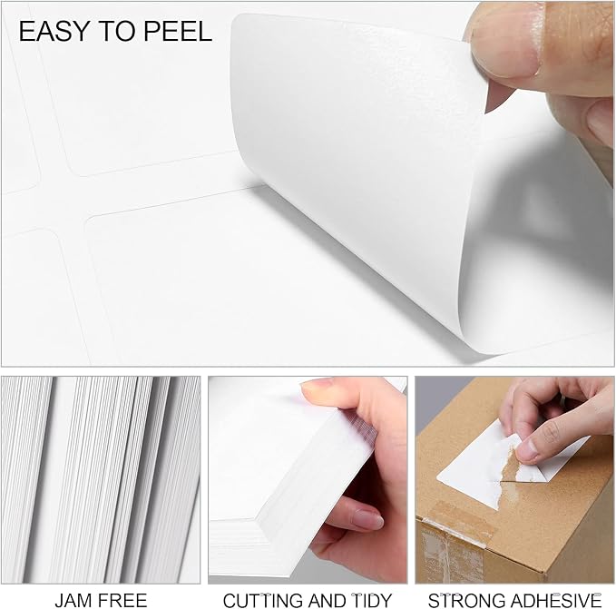 (4000 Labels/500 Sheets) Self Adhesive Name Tag Stickers, 8 Labels per Sheet, A4 Stickers 3-3/8" x 2-1/3" for Inkjet/Laser Printers, White Sticker Shipping/Mailing Labels,