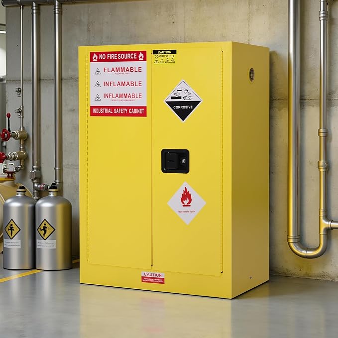 SPECRAFT 30-Gallon Flammable Safety Cabinet | 44 x 31 x 18 In, Cold-Rolled Steel, Adjustable Shelving, OSHA and CE Certified, for Industrial, Commercial and Lab Use