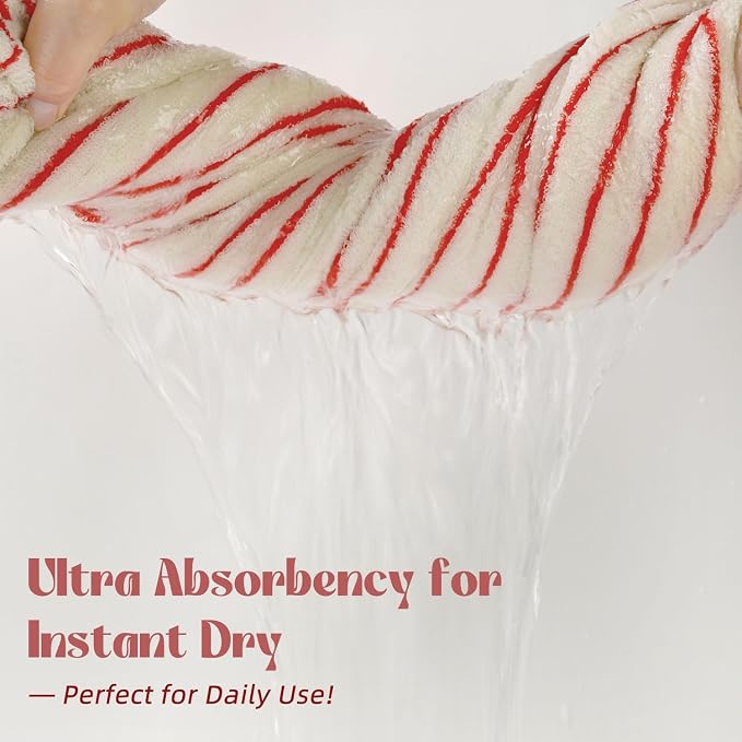 Striped Bath Towels Set of 2 (Coral Red), Lighter & Quick Dry Towels | Large 27.5 x 55 inches, Farmhouse for Bathroom Decor, Shower, Pool Days