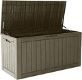 97 Gallon Waterproof Large Resin Deck Box, Lockable Large Outdoor Storage Box Indoor Outdoor Storage Container for Patio Cushions, Gardening Tools, Pool Supplies, Grey