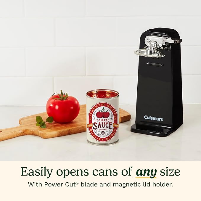 Cuisinart Electric Can Opener, One-Touch Operation, Nonslip Base, Black | Ideal electric can opener for seniors with magnetic lid holder, one-touch design, nonslip base & detachable lever, CCO-50BKN