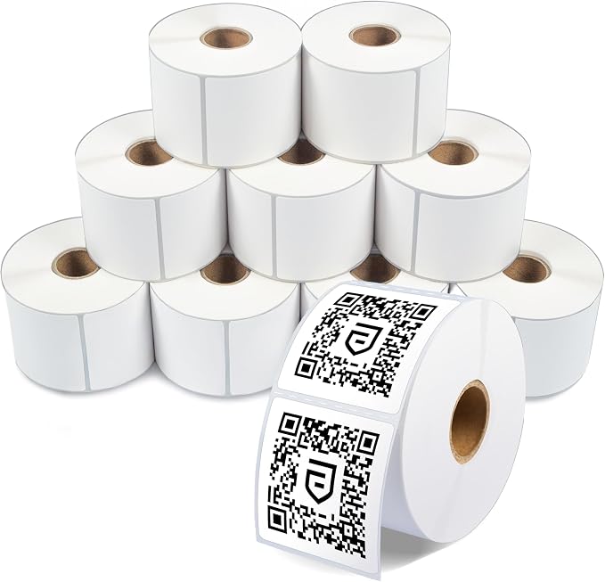 Aegis Adhesives - 2.5" X 2.5" Square Direct Thermal Labels (7080 Count, 12 Rolls) - QR Code Stickers, Address Tags, Barcode Labels, Product Packaging - Compatible with Zebra and Rollo Printers