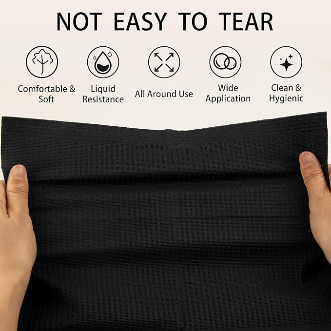 240pcs Disposable Nail Mats Foldable Nail Paper Towels, Table Acrylic Nail Practice Sheet, 3 Ply Waterproof Clean Nail Table Practice Mat for Salon Manicure Tattoo,Nail Art Accessories 13"x18" (Black)