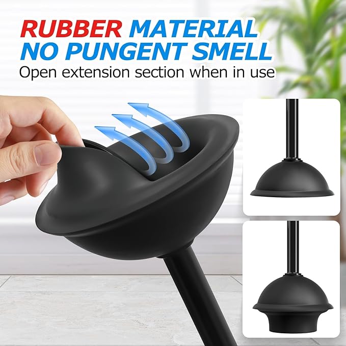 FORASTO 4Pack 2 in 1 Toilet Brush and Plunger Set, Extended Handle Plunger,Toilet Bowl Brush Plunger Set,Bathroom Cleaning Tools,Toilet Brush Plunger Combo,Cleaning Supplies, Cleaning Brush