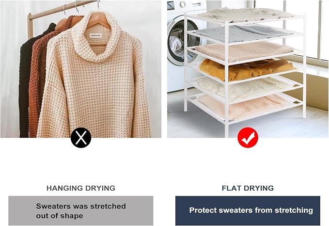 STO STO Sweater Drying Rack, 6-Pack Stackable Mesh Clothes Drying Rack, Laundry Drying Rack for Sweaters, Socks, Toys, White