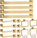 Bathroom Accessory Towel Bar Set: 20 Pieces Gold Square Bathroom Hardware SUS304 Stainless Steel - 24 Inch Wall Mounted Towel Rack&Toilet Paper Holder&Towel Ring and Towel Hook