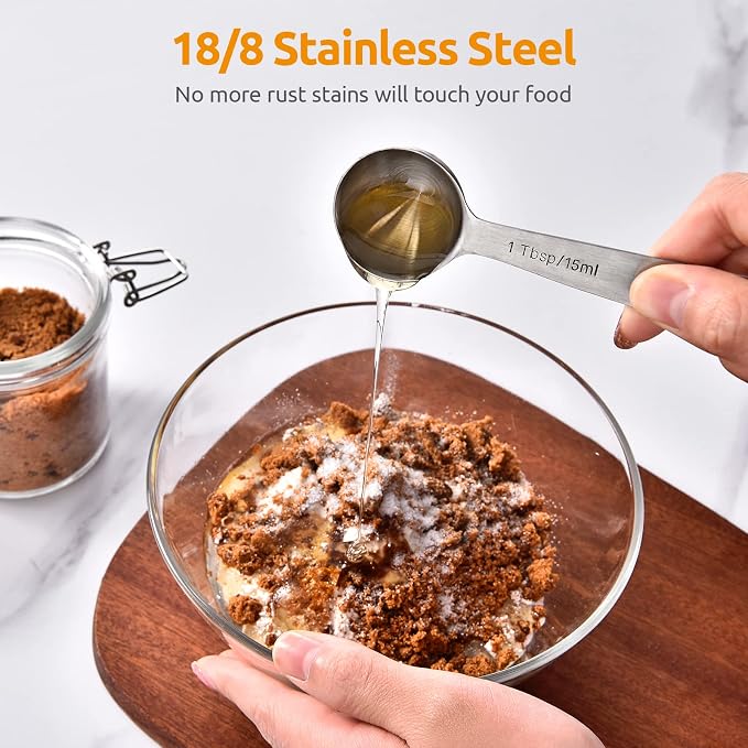U-Taste 18/8 Stainless Steel Measuring Spoons Set for Dry and Liquid Ingredients(Set of 9), and Upgraded Measuring Cups and Spoons Set of 12 with Reinforced Welded Handle (Black)