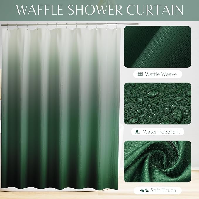 Bathroom Sets with Shower Curtain and Rugs Bathroom Accessories Set Dark Green Bathroom Set,Soap Dispenser & Toilet Brush Holder Set with Stainless Steel Trash Can(23 PCS)