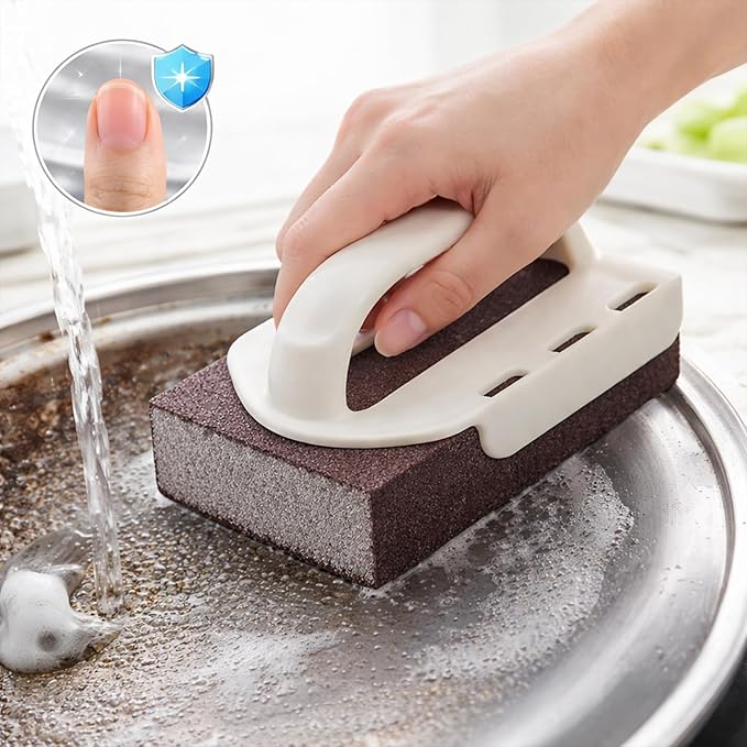 Magic Cleaning Sponge, Heavy Duty Nano Carbide Cleaning Sponge for Pots & Pans, Rust Remover & Descaling Eraser with Handle, Bulk Pack of Magic Cleaning Sponge Scrubber (10 Pcs)