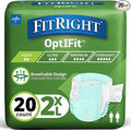 FitRight Adult Incontinence Briefs with Tabs, Moderate Absorbency, 2XL, 60" to 70", 20 Count